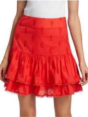 FARM Rio Red Tiered Ruffle Mini Skirt